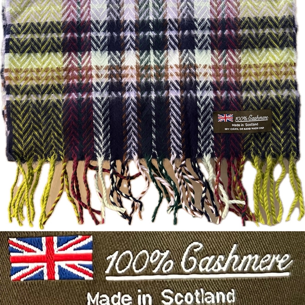 🏴󠁧󠁢󠁳󠁣󠁴󠁿100% Cashmere Scarf | Made in Scotland | Herringbone Tartan/Plaid
